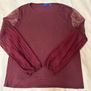 Apt. 9 Burgundy Lace Sleeve Blouse